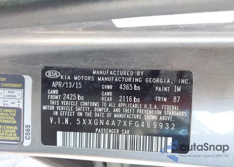 2015 Kia Optima Ex from USA, damaged, VIN 5XXGN4A7XFG469932